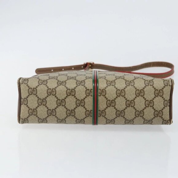 GUCCI GG Supreme Web Sherry Line Bag PVC Beige Gold 001 261 1086 Auth BA6005 - Picture 7 of 16